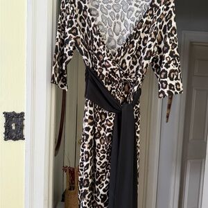 Kiyonna Animal Print Robe with Black Sash